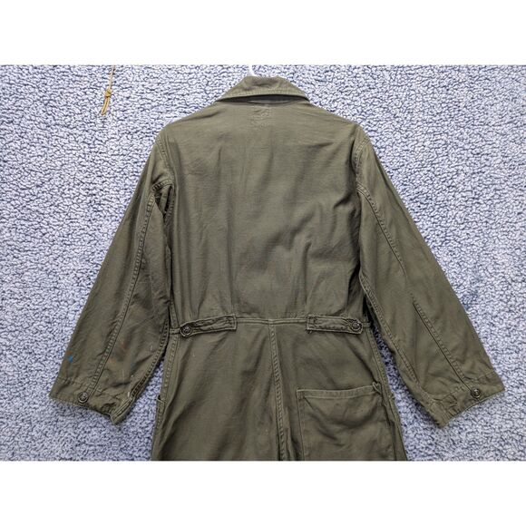 VTG US Military Cotton Sateen Coveralls Mens S Distressed Paint Splatter Green - Picture 8 of 14